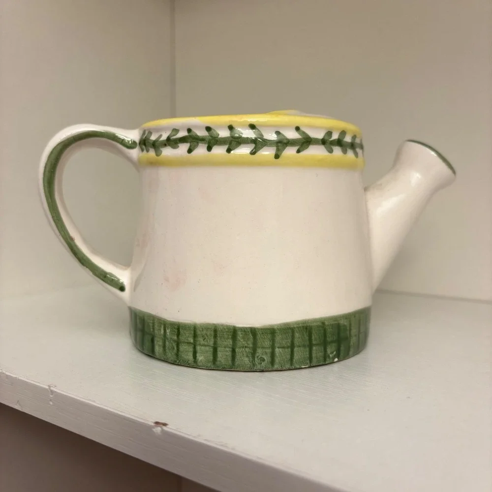 VTG Ceramic Strawberry HOME Watering Can Pitcher Cottagecore Decor as is